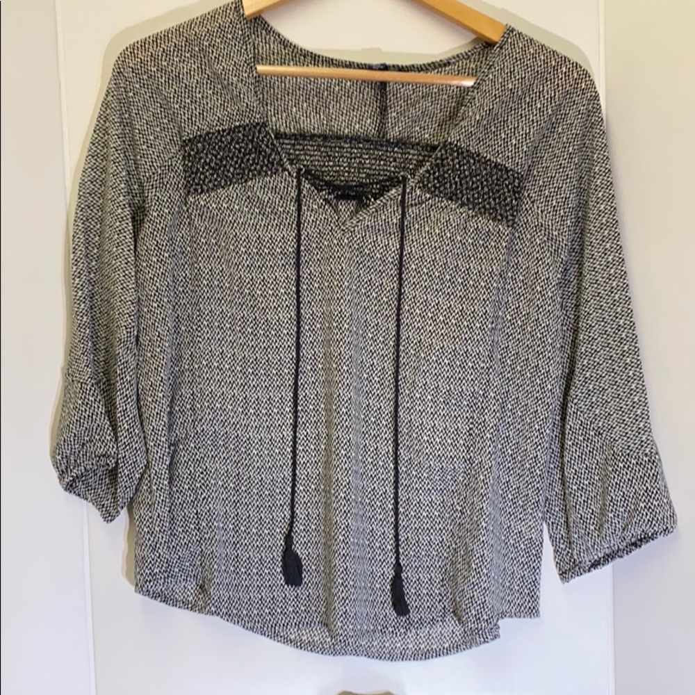 AE Smocked Chiffon Peasant Top